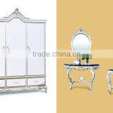 Luxury Antique Solid Wood 4 Door Wardrobe Bedroom Furniture thumbnail-3