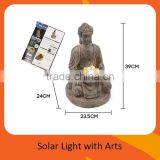 Outdoor Decoration Solar Powered Buddha Shaped Polyresin Garden Light With 1Led Light thumbnail-2