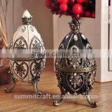 Antique Russian Easter Eggs Alloy Jeweled Trinket Box