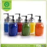 wholesale pump lid colorful glass mason jar soap dispenser