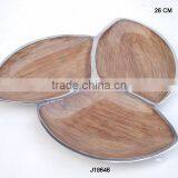 Cast Aluminium Enamel Bowl With Food Safe Enamel in Three Oval Shape Compartments