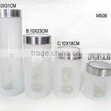 Four Sizes Semilucent Cylinder Glass Cookie Jar With Metal Lid thumbnail-1