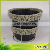 Garden Wholesale Rattan Woven Metal Frame Outdoor Oval Planter Flower Pots thumbnail-4