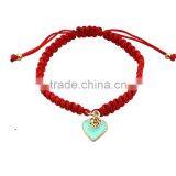 Enamel Gold Heart Charm Handwoven Bracelet Adjustable Braided Macrame Bracelet Promotional Friendship Bracelet thumbnail-3