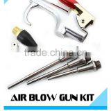 5pc Air Compressor Blow Gun Tool Kit 3 Nozzles Inflation Needle Spray Blower Rubber Tip Kit 1/4"