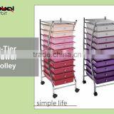 10 Tier Metal Wagon Organizer Cart Storage Plastic Drawer Cart Trolley thumbnail-1