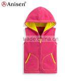 Apparel Manufacturer Custom Zipper-up Pocket Girls Polar Fleece With Hoodies Children's Vests thumbnail-1