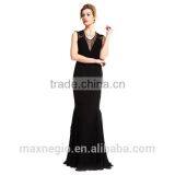 New V Neck Spaghetti Strap Online Univision Boutique Sequin Fabric Long Mermaid Evening Dress thumbnail-2