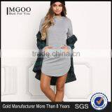 MGOO 2017 New Arrival 100% Cotton Jersey Long Sweater Heather Grey Hooded Split Fashion Long Sleeves Hoodies thumbnail-1