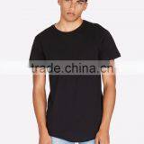 MGOO Latest Designs Mens Curved Hems T Shirt 100% Cotton Blank Longline Black T-shirts thumbnail-3