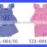 2017New Summer Children Striped Pink Flutter Sleeve Young Girl Separable Dress Top Kids Beach Clothes Swimwear thumbnail-6