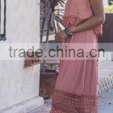 New Style Custom Hollow Summer Lace Tube Casual Sexy One Shoulder Long Women Clothing Dress thumbnail-2