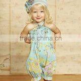 2017 Latest Design Summer Baby Girl Halter Flower Printing Romper thumbnail-1