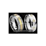 Exquisite tungsten ring with gold inlay fashion jewelry