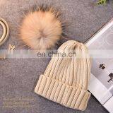 Wholesale Winter Acrylic Beanies Pompom Removeable Knitted Beanie Hat thumbnail-3