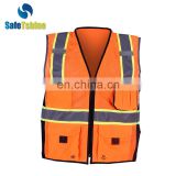 High vis safety ANSI standard orange reflective work vest