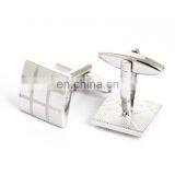 High Quality Grey Plaid Square Men Shirt Silver Cufflinks thumbnail-4