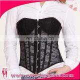 Black Steel Boned Sexy Lace Mesh Corset Ladies Waist Shaper Corset on Sale thumbnail-2