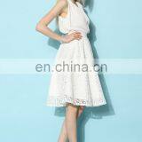 Women Slim Girl Sleeveless Chiffon Lace Pleats Posies White Top Blouse thumbnail-5