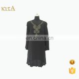 women elegant 3/4 sleeve black gashibo beaded dress