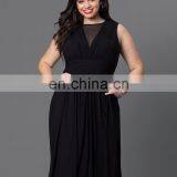 T-D094 New Arrival Pleated Solid Color Plus Size Stylish Fat Women Dress thumbnail-2
