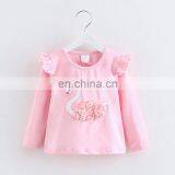 Custom ruffle sleeve design shirt 3-36M child girls cotton long sleeve t shirt