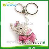 Pink Elephant Rhinestone Keychain