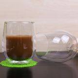 Heat Resistant High Borosilicate Clear Egg Shape Double Layer Glass Coffee Cup With Lid for Tea and Coffee Drinking thumbnail-3