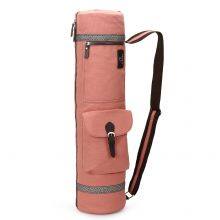 Flower Printed Canvas Yoga Mat Bag With Inside Pockets and Shoulder Carrying Strap thumbnail-5