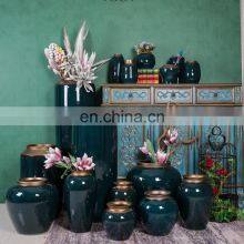 High Quality Drak Green Big and Small Different Size Ceramic Porcelain Vase