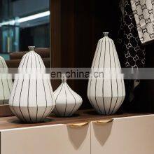 Nordic Minimalist Modern White Ceramic Hand Painted Black Line Vase Decor Home thumbnail-5