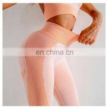 Wholesale Women 3 Pieces Crop Top Leggings and Sports Bra Workout Clothes 3 Pieces Seamless Yoga Belt Zipper Suit thumbnail-4
