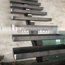CBM Exclusive Carbon Steel Beam Solid Wood Tread 1m Tempered Glass Rail Stair Customized Indoor Straight Staircase thumbnail-5