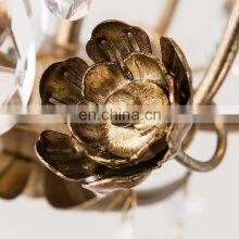 Country Style Simulation Flower Candle Chandelier With White Ceramic Roses and Metal Leaves thumbnail-5