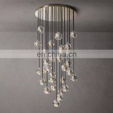 Modern Luxury Industrial Style Transparent Smoke Gray Crystal BOULE Raindrop Pendant Light for Living Room & Hotel Decoration thumbnail-2