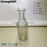 Slim Glass Vase 480ml Clear Ribbed Bottle For Flower