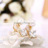 Gorgeous Design Pearl Top Quality Cubic Zirconia Bridal Dangle No Hole Earring thumbnail-5