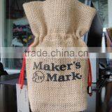 Jute drawstring wine bag,wine bottle bag