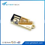 Hot Selling Gold Mini USB Stick 8GB Super Mini USB Flash Drive 16GB
