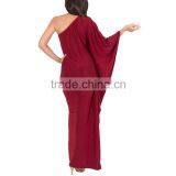 Chiffon Cape Dress Fancy Dress Red Cape Gown Kimono Maxi Long Sleeve Dress Red One Shoulder Cocktail Dresses thumbnail-4