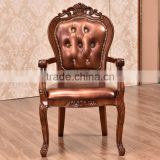 Wooden design italian restaurant synthetic leather arm chair