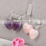 Women Wear Jewelry Purple Pink Heart Shaped Stone Pendant Earrings thumbnail-1