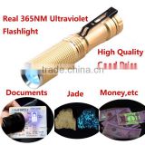 365NM Wave Band Ultra Violet Blacklight 5W Power Purple Handheld Clip Flashlight For Urine, Blood,Jewelry,Detect