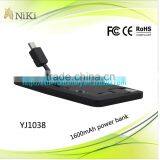 Ultra Thin Mobile Power Bank 1500mah Polymer With Built in USB Cable Credit Card Power Bank