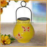 Portable Ceramic Hanging Lantern Led Solar Lights Exterior for Garden Crafts