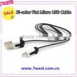 Hot Sale! Flat Colorful Micro USB Cable Data Charger Cable Cord for Samsung HTC LG Nokia