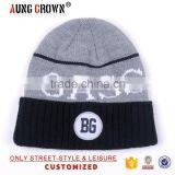 Custom Acrylic Cuff Beanie Knitted Hat With Custom Patch thumbnail-1