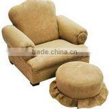 Kids Little Queen Kids Chair & Ottoman Tan Micro thumbnail-1