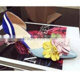 Korean Style Women Flower Mid Heel Shoes Soft Leather Dressing Shoes for Women Grace Women Dating Shoes thumbnail-4