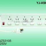 Australian SAA Power Strips Power Standard AS/NES3105.2002 Including Amendments1+2 With Cable 4V-74 3X1.0 1.0meter White